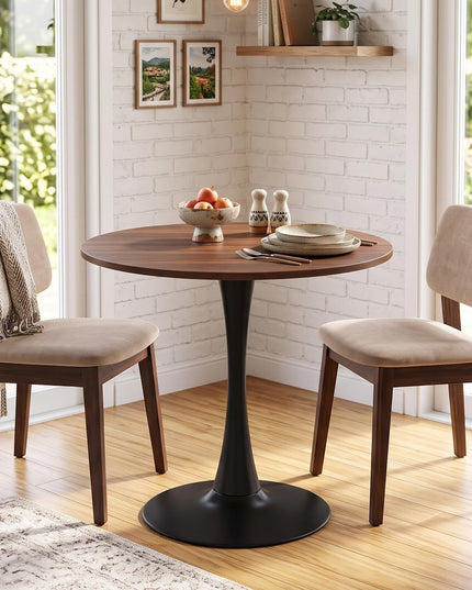 GIANTEX 31.5" Round Dining Table w/Thickened Tabletop & Metal Pedestal
