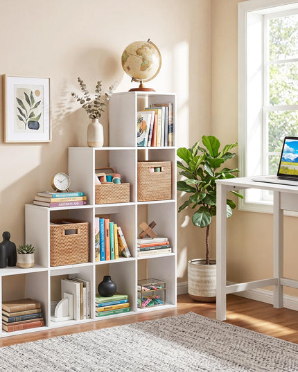 Giantex 51" Wooden 10-Cube Stepped Bookcase for Living Room