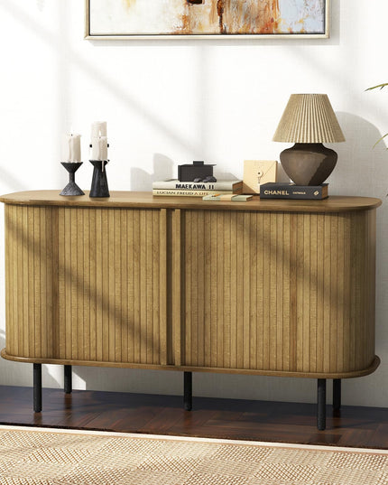 Giantex Kitchen Storage Cabinet, 47” Buffet Cabinet with Storage, Wooden Sideboard w/ 2 Sliding Tambour Doors