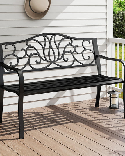 Giantex 50 Inches Outdoor Bench with Floral Pattern 2-3 People Loveseat
