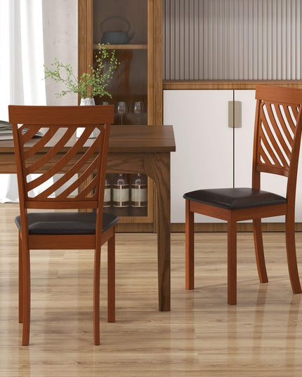 Giantex Dining Chair, Faux Leather Upholstered Kitchen Chairs w/Rubber Wood Legs & Ergonomic Back