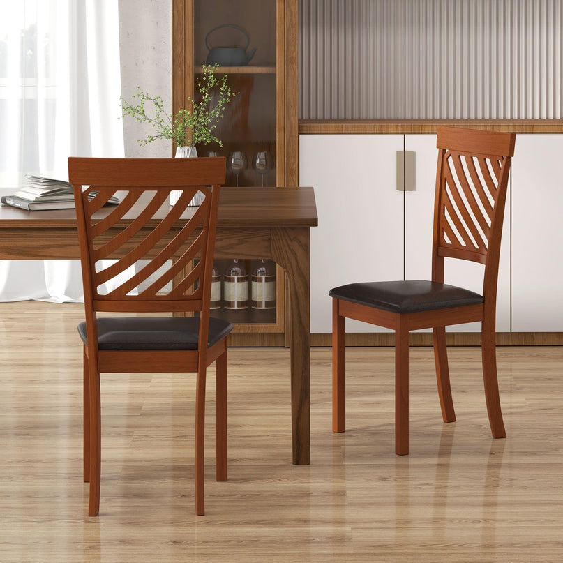 Giantex Dining Chair, Faux Leather Upholstered Kitchen Chairs w/Rubber Wood Legs & Ergonomic Back