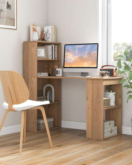 Giantex 48 Inch Computer Desk with Bookshelf, 3-in-1 Home Office Desk with 4-Tier Bookcase & CPU Stand