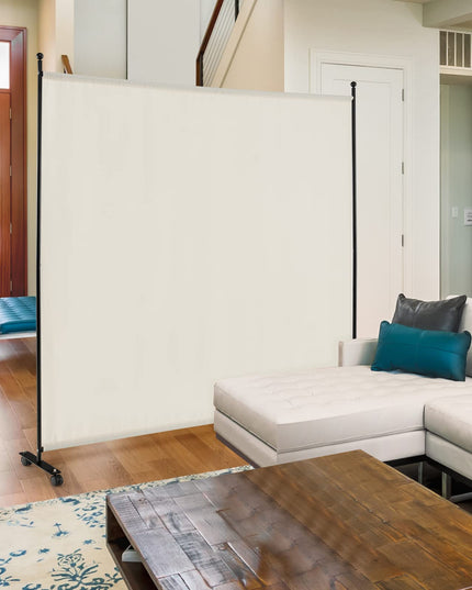 Giantex 6Ft Tall Room Divider with Rollers White- 73" Wide Freestanding Lightweight Folding Partition Privacy Screen