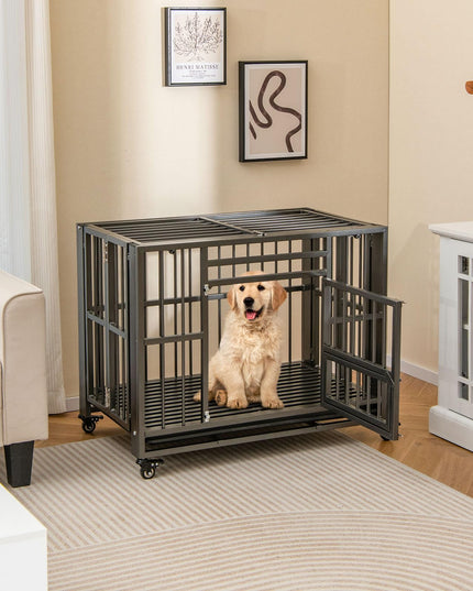 Giantex Foldable Metal Dog Crate - Heavy Duty Dog Cage