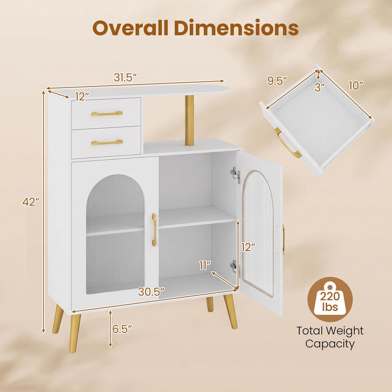 GIANTEX Sideboard Buffet Cabinet with LED Lights for Kitchen Living Room