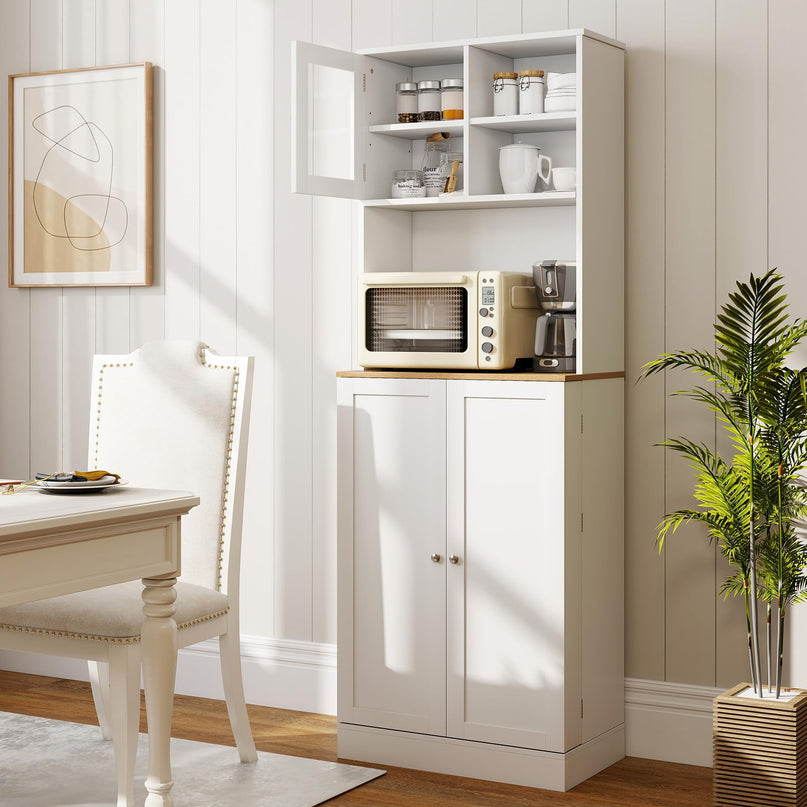 Giantex 67" Tall Pantry Cabinet w/Microwave Countertop