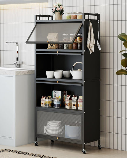 Giantex 5-Tier Kitchen Storage Cabinet w/4 Flip-up PC Doors
