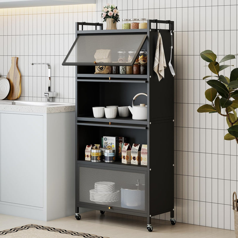 Giantex 5-Tier Kitchen Storage Cabinet w/4 Flip-up PC Doors