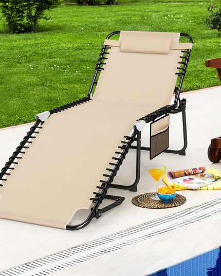 Giantex Folding Tanning Chair with 4 Adjustable Positions & Footrest Load 440 Lbs