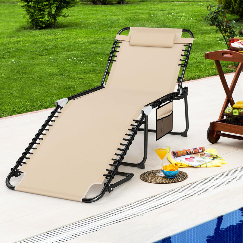 Giantex Folding Tanning Chair with 4 Adjustable Positions & Footrest Load 440 Lbs