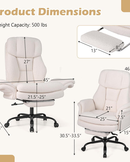 Giantex Criss Cross Legged Office Chair w/Foot Rest & Wheels