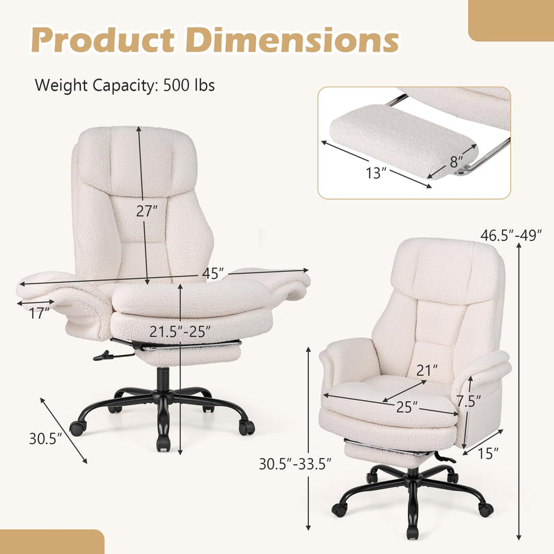 Giantex Criss Cross Legged Office Chair w/Foot Rest & Wheels