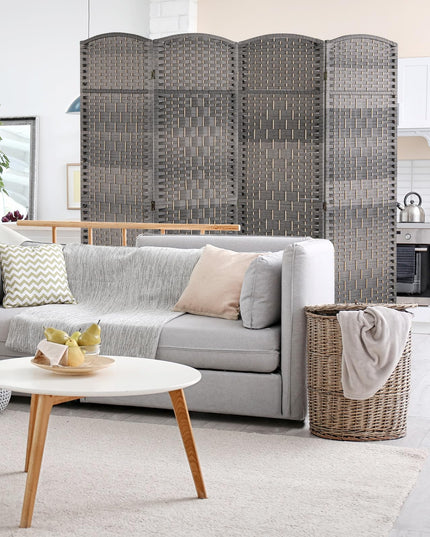 Giantex Room Divider 4 Panel, 6FT Tall Folding Privacy Screen with Solid Wood Frame