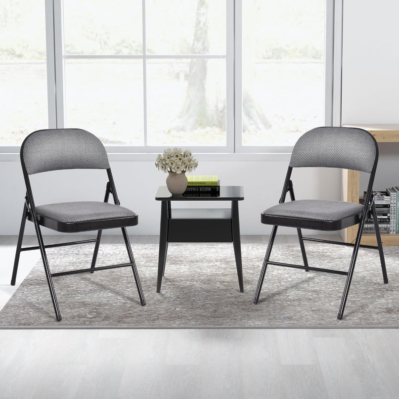 Giantex 6-Pack Folding Chairs Set - Waiting Room Chairs with Metal Frame