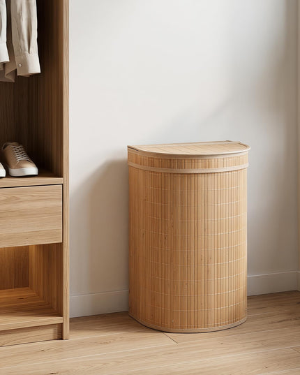 Giantex Bamboo Laundry Hamper with Zippered Lid