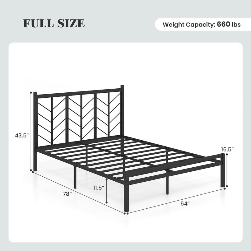 Giantex Bed Frames with Vintage Headboard, Metal Mattress Foundation for Storage