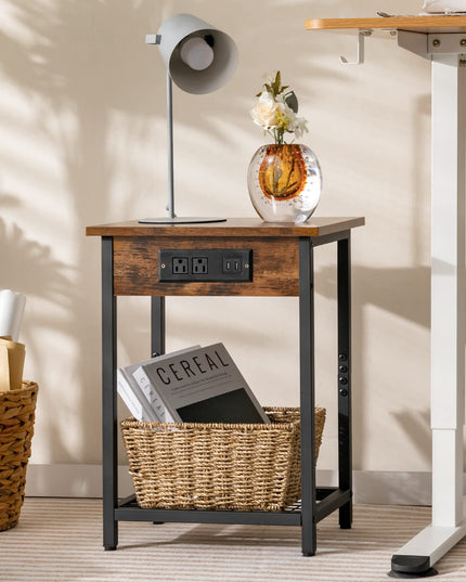 Giantex Nightstand Set of 2 with Charging Station