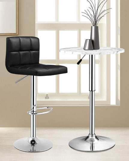 Giantex Bar Stool, Modern Swivel Adjustable Armless Barstools, Square Counter Height PU Leather Bar Stools
