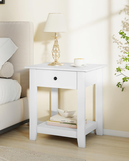 Drawer 1/2-Tier Bedside Table with Storage Open Shelf