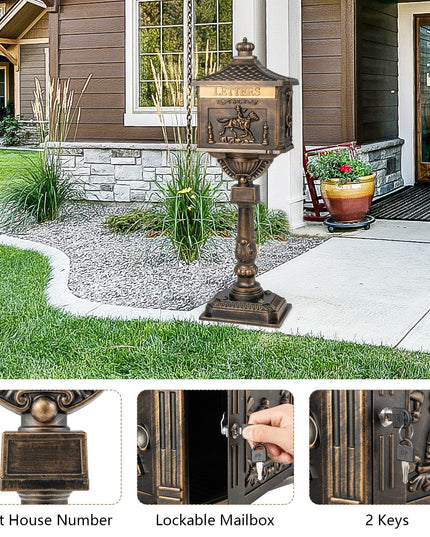Cast Aluminum Mailbox with Post - Giantex