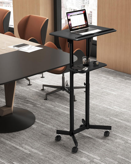 Giantex Mobile Laptop Podium, Height Adjustable Standing Desk with Storage Tray
