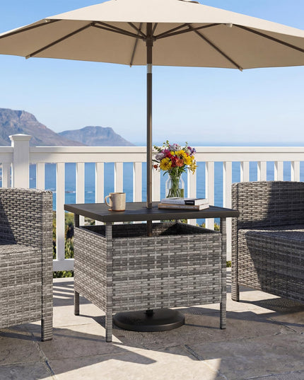 Giantex Outdoor Side Table with 2" Umbrella Hole