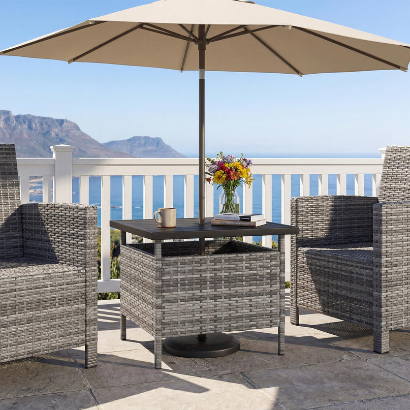 Giantex Outdoor Side Table with 2" Umbrella Hole
