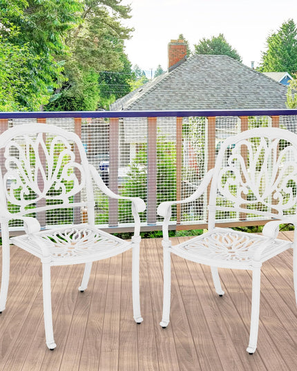 Giantex Patio Chairs, Stackable Cast Aluminum Outdoor Chairs for Lawn Porch Garden Yard