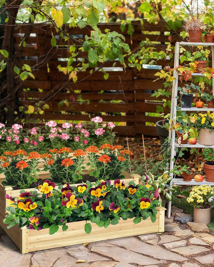 Giantex 3 Tier Raised Garden Bed, Wood Planter Box 48 x 48 x 22 Inch Vegetable Flower Herb Fruit Growing Bed Kit