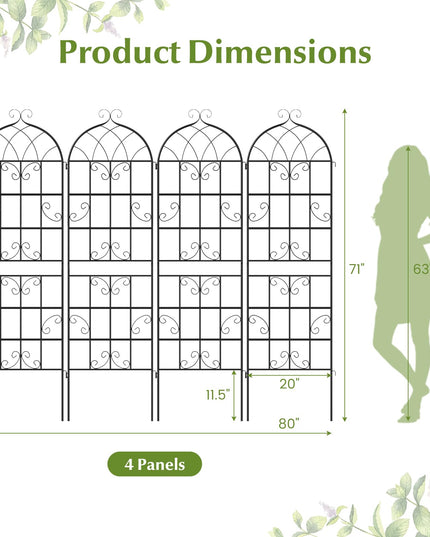 Giantex 71"x20" Metal Garden Trellis for Outdoor Climbing Plants(2/4 Packs)