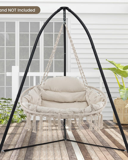 Giantex Hammock Chair, Macrame Hanging Chair with Removable Cushion,  Max 440 lbs, Swinging Chair, Beige