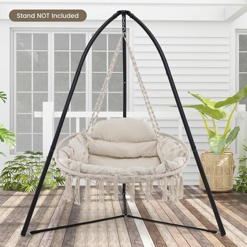Giantex Hammock Chair, Macrame Hanging Chair with Removable Cushion,  Max 440 lbs, Swinging Chair, Beige