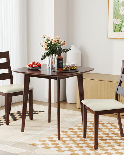 Giantex Wooden Square Kitchen Table and 2 Chairs with Padded Seat