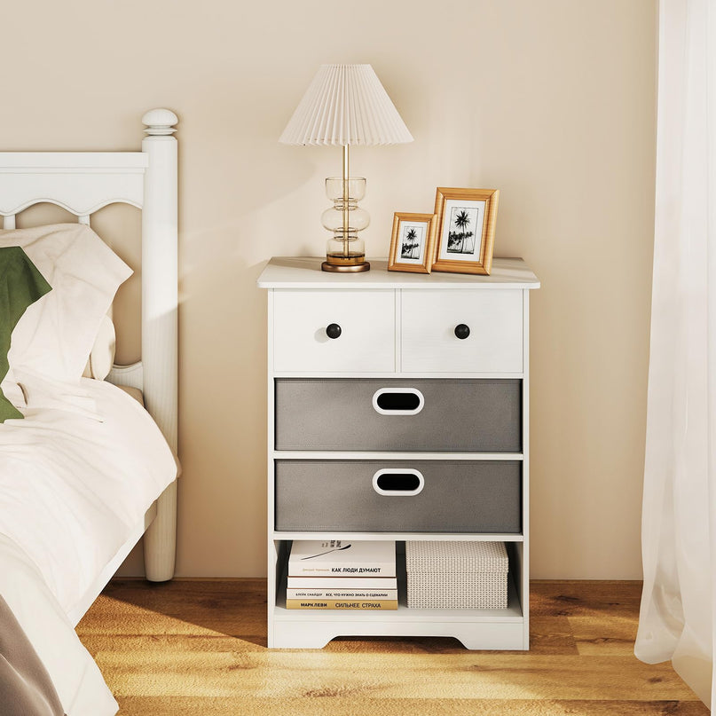 Giantex Nightstand with 4 Storage Drawers for Bedroom Living Room Hallway