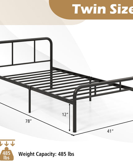 Giantex Twin Size Bed Frame, Modern Metal Platform Bed with Headboard and Footboard, Heavy Duty Steel Slat Support Mattress Foundation