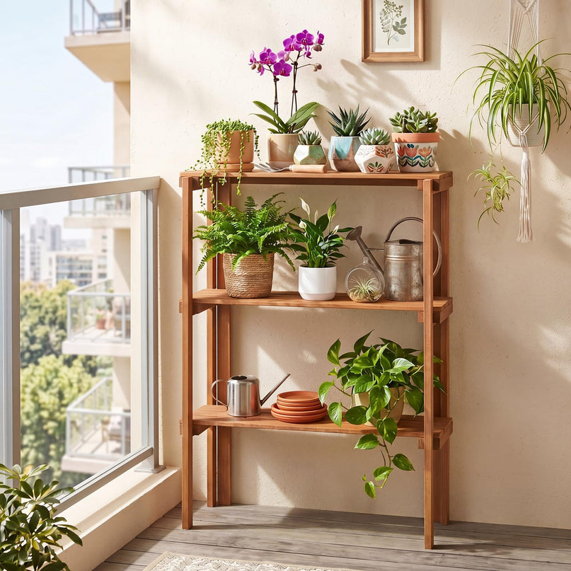 Giantex Foldable Plant Shelf for Garden Patio Balcony