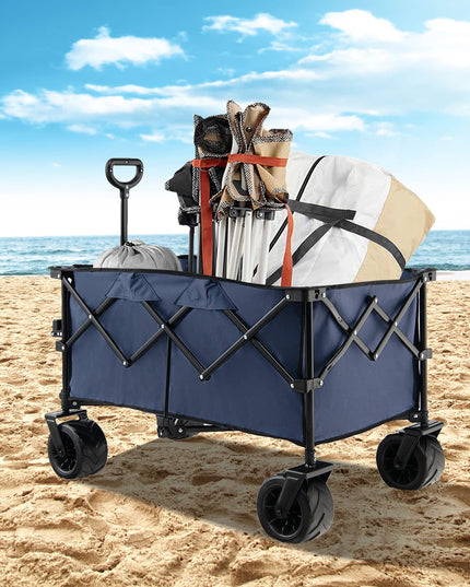 Giantex Folding Wagon Cart, Collapsible Beach Wagon with All Terrain Universal Wheels