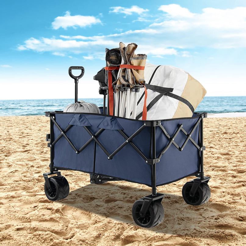 Giantex Folding Wagon Cart, Collapsible Beach Wagon with All Terrain Universal Wheels