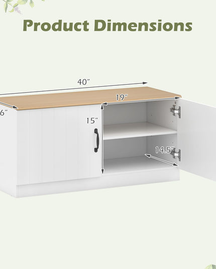 Giantex 2-Door Shoe Storage Bench with Storage & Adjustable Shelves 300 lbs Max Load