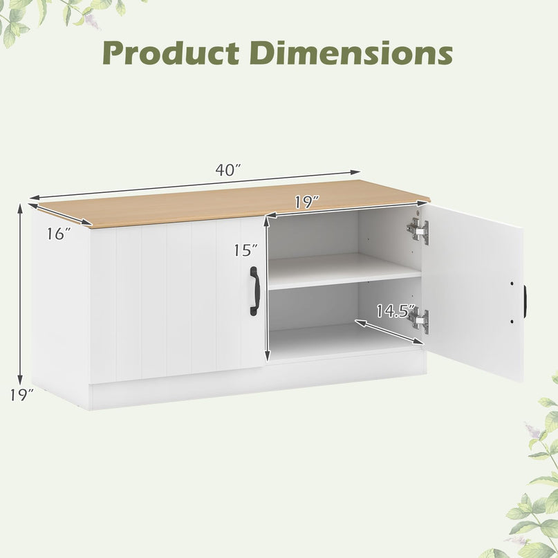 Banc de rangement pour chaussures Giantex 2 portes avec rangement et étagères réglables Charge maximale de 136 kg