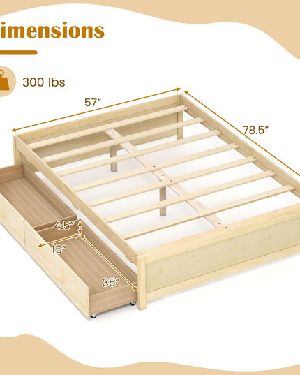 Giantex Full Size Bed Frame with 2 Storage Drawers