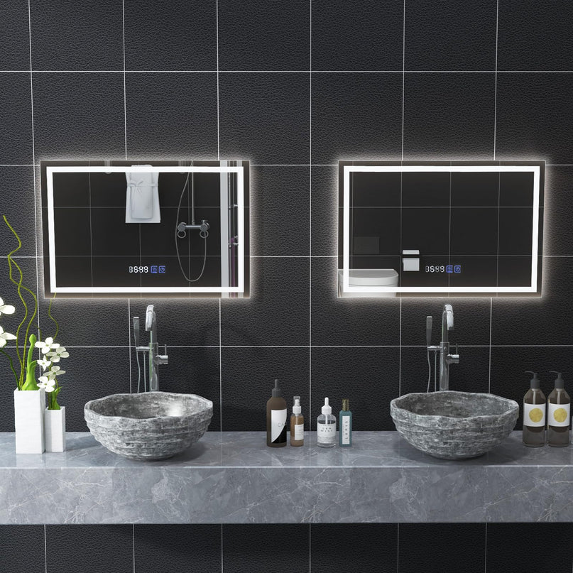 CHARMAID LED Bathroom Mirror - Lighted Vanity Mirror with Front and Backlight, 3 Lighting Colors, Adjustable Brightness
