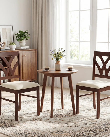Giantex Chaises de salle à manger en bois, lot de 2 ou 4, chaises de cuisine rembourrées de style rustique