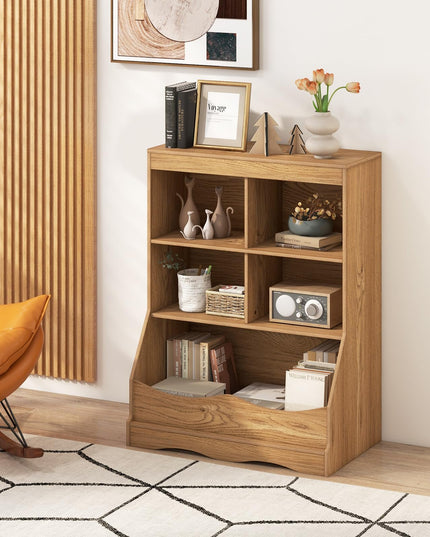 Giantex Storage Cabinet, Small Bookshelf, Short Bookcase with 4 Open Storage Cube & Bottom Compartment