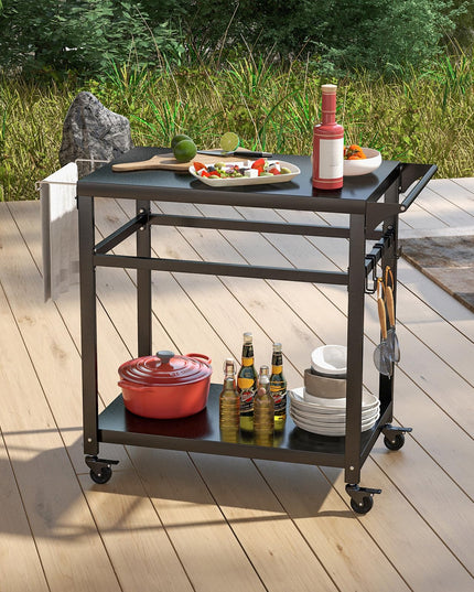 Giantex Outdoor Grill Cart - Pizza Oven Stand Table with Lockable Wheels
