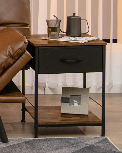 Giantex Nightstand, Bedside Table w/Removable Fabric Drawers and Open Storage Shelf