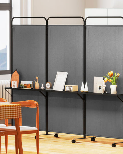 Giantex 3 Panel Room Divider with Wheels and Shelves  for Home Office Studio