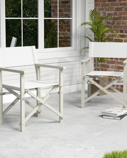 Giantex Set  Folding Director Chairs, Lightweight Patio Camping Chair with Acacia Wood Frame & Oxford Fabric Seat
