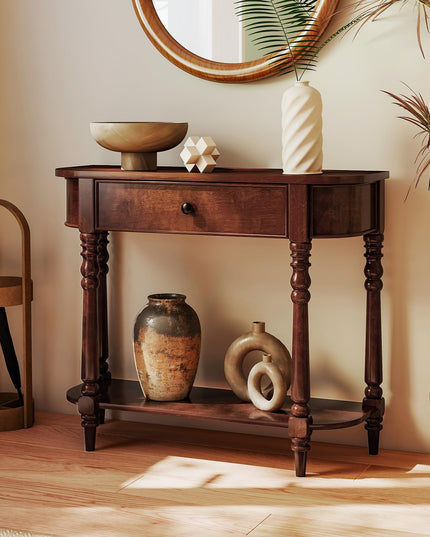 Giantex 36" Retro Entryway Table with Storage Drawer & Elegant Legs for Living Room Foyer